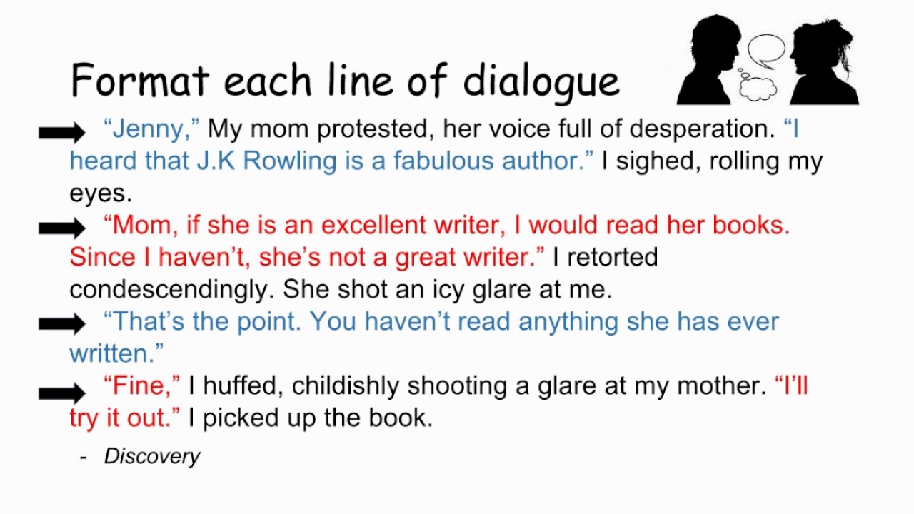 how to write a dialogue in english